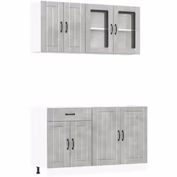 Cet ensemble de meubles de cuisine de 4 pièces, au design élégant, optimise votre espace de cuisine et offre un espace de ran ...