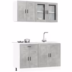 Cet ensemble de meubles de cuisine de 4 pièces, au design élégant, optimise votre espace de cuisine et offre un espace de ran ...