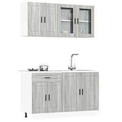 vidaXL Ensemble de 4 meubles de cuisine Porto en bois dingénierie Sonoma gris 3314877