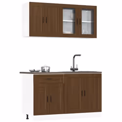 Cet ensemble de meubles de cuisine de 4 pièces, au design élégant, optimise votre espace de cuisine et offre un espace de ran ...