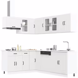 Cet ensemble de meubles de cuisine de 11 pièces, au design élégant, optimise votre espace de cuisine et offre un espace de ra ...