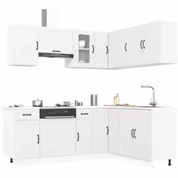 Cet ensemble de meubles de cuisine de 11 pièces, au design élégant, optimise votre espace de cuisine et offre un espace de ra ...