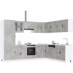Cet ensemble de meubles de cuisine de 14 pièces, au design élégant, optimise votre espace de cuisine et offre un espace de ra ...
