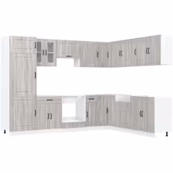 Cet ensemble de meubles de cuisine de 14 pièces, au design élégant, optimise votre espace de cuisine et offre un espace de ra ...