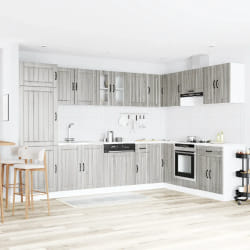 vidaXL Armoire de cuisine Lucca 2 pcs Gris clair 80 x 46 x 81.5 cm
