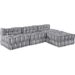 Vidaxl - Canapé pouffe modulable 4 places qui se transforme en un canapé en tissu gris clair.