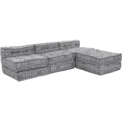 Vidaxl - Canapé pouffe modulable 4 places qui se transforme en canapé en tissu gris clair