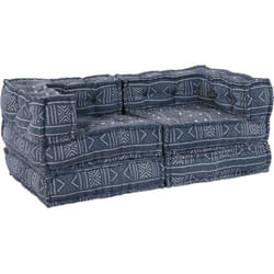Pouf convertible modulable 2 places en tissu indigo Vidaxl