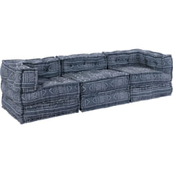 Vidaxl - Canapé pouf modulable 3 places convertible en tissu indigo