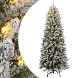 Sapin de Noël vidaXL 210 cm LED/neige floquée