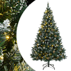 vidaXL Sapin de Noël LED 180 cm - Vert et blanc