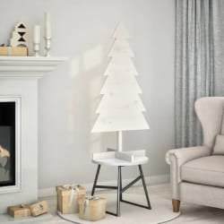 vidaXL Arbre de Noël bois décoratif 120 cm - Blanc