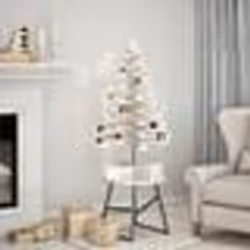 vidaXL Arbre de Noël en bois pour décoration blanc 100 cm pin massif