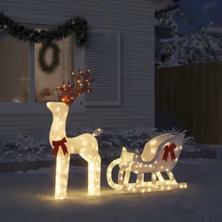 vidaXL Décoration de Noël renne et traîneau 100 LED blanc froid 4019493