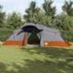 Tente familiale vidaXL avec fenêtres Dome Grise et Orange pour 6 personnes étanche