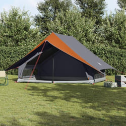 Tente Familiale - A 7 Personnes - Imperméable - Grise et Orange - Dimensions 286x315x200 cm
