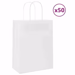 vidaXL Sacs en papier 50 pcs avec poignées blanc 21x11x28 cm sac en papier sac cadeau en papier sac cadeau en papier sac