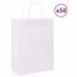 vidaXL Sacs en papier 50 pcs avec poignées blanc 26x12x35 cm sac en papier sac cadeau en papier sac cadeau en papier sac
