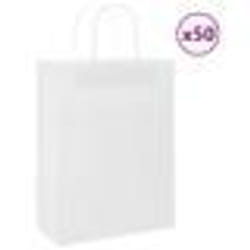 vidaXL Sacs en papier 50 pcs avec poignées blanc 26x12x35 cm sac en papier sac cadeau en papier sac cadeau en papier sac