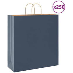 Sacs En Papier 250 Pcs Avec Poignées Bleu 45x17x48 Cm Vidaxl