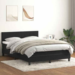Sommier À Lattes De Lit Avec Matelas Noir 160x210 Cm Velours Vidaxl