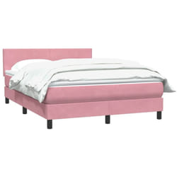 Sommier À Lattes De Lit Avec Matelas Rose 160x210 Cm Velours Vidaxl