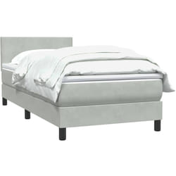 Sommier À Lattes De Lit Et Matelas Gris Clair 80x220 Cm Velours Vidaxl