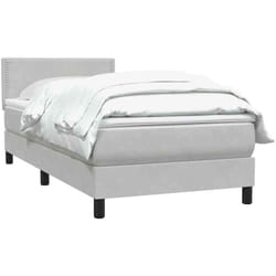 Sommier À Lattes De Lit Et Matelas Gris Clair 80x220 Cm Velours Vidaxl