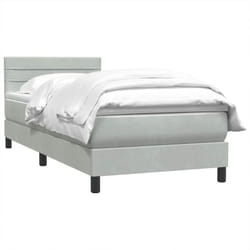 Sommier À Lattes De Lit Et Matelas Gris Clair 80x210 Cm Velours Vidaxl