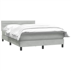 Sommier À Lattes De Lit Et Matelas Gris Clair 140x210cm Velours Vidaxl