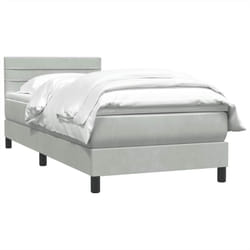 Sommier À Lattes De Lit Et Matelas Gris Clair 80x220 Cm Velours Vidaxl