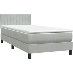 Sommier À Lattes De Lit Et Matelas Gris Clair 80x210 Cm Velours Vidaxl