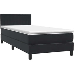 Sommier À Lattes De Lit Avec Matelas Noir 90x210 Cm Velours Vidaxl