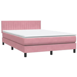 Sommier À Lattes De Lit Avec Matelas Rose 160x210 Cm Velours Vidaxl
