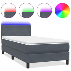 Sommier À Lattes De Lit Et Matelas Gris Foncé 80x210 Cm Velours Vidaxl