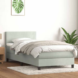 Sommier À Lattes De Lit Et Matelas Gris Clair 80x220 Cm Velours Vidaxl