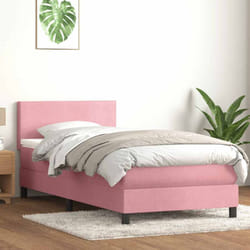 Vidaxl - Sommier À Lattes De Lit Avec Matelas Rose 80x220 Cm Velours