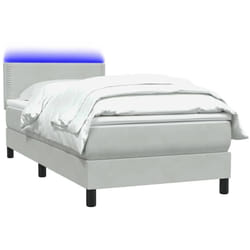 Sommier À Lattes De Lit Et Matelas Gris Clair 90x210 Cm Velours Vidaxl