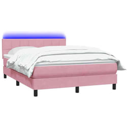 Sommier À Lattes De Lit Avec Matelas Rose 140x210 Cm Velours Vidaxl
