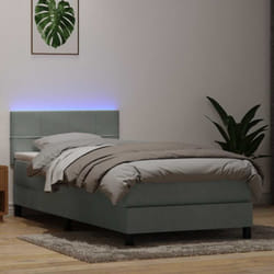 Sommier À Lattes De Lit Et Matelas Gris Clair 80x220 Cm Velours Vidaxl