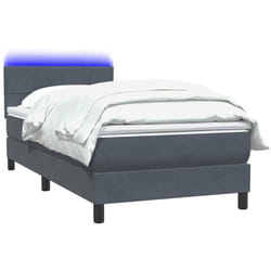 Sommier À Lattes De Lit Et Matelas Et Led Gris Foncé 80x220 Cm Velours Vidaxl