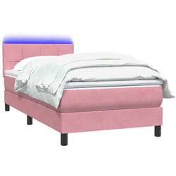Vidaxl - Sommier À Lattes De Lit Avec Matelas Rose 80x220 Cm Velours