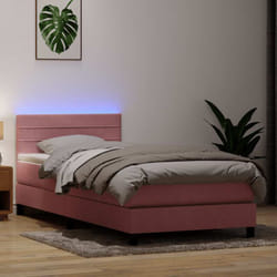 Vidaxl Sommier À Lattes De Lit Avec Matelas Rose 90x210 Cm Velours