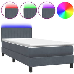 Sommier À Lattes De Lit Et Matelas Gris Foncé 80x210 Cm Velours Vidaxl
