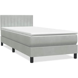 Sommier À Lattes De Lit Et Matelas Gris Clair 90x210 Cm Velours Vidaxl
