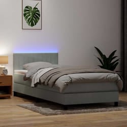 Sommier À Lattes De Lit Et Matelas Gris Clair 80x220 Cm Velours Vidaxl