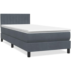 Sommier À Lattes De Lit Et Matelas Et Led Gris Foncé 80x220 Cm Velours Vidaxl