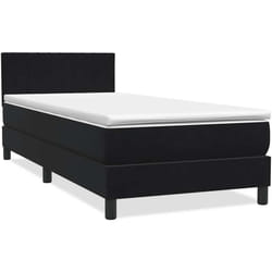 Sommier À Lattes De Lit Avec Matelas Noir 80x220 Cm Velours Vidaxl