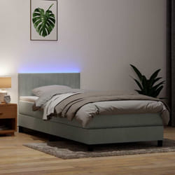 Sommier À Lattes De Lit Et Matelas Gris Clair 90x220 Cm Velours Vidaxl