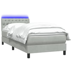 Sommier À Lattes De Lit Et Matelas Gris Clair 90x210 Cm Velours Vidaxl